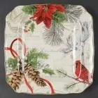 222 Fifth Holiday Wishes Christmas Cardinal Porcelain Salad Side Plates Set of 4