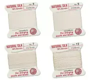 Griffin® 100% Natural Silk Thread with 2 Needles White Color for Stringing Beads