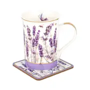 Lavender Dreams New Bone China Mug & Coaster Set Floral Drinkware 360ml/9.5cm