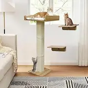 Cat Window Perch with Scratching Posts and 2 Platforms, 40" Tall Cat Kitten Sisal Climbing Tree with Suction Cups, 2 Install Ways, Cats Window Bed with Removable Cushion