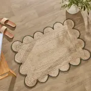 Aria Scalloped Dark Green Jute Indoor Mat [HABLARISU24B]