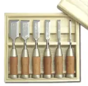 KAKURI Japanese Damascus Hybrid Chisels 6-Piece Set Western Blade made in Japan