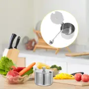 Seasoning Jar with Spoon Kitchen Condiment Pots Container Lid Serving