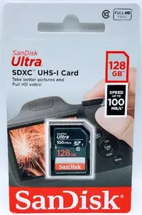 在飛比找Yahoo!奇摩拍賣優惠-Sandisk Ultra SDXC-128Gb 100MB