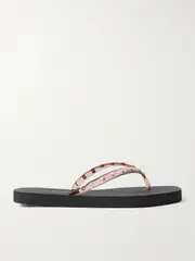 [Loeffler Randall] Loeffler Randall - Taryn Crystal-embellished Pvc Flip Flops - Black - US7 US 7 Black
