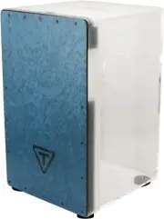 TYCOON CAJON DRUM w/ SNARE CLEAR ACRYLIC PERCUSSION BLACK/BLUE BURL