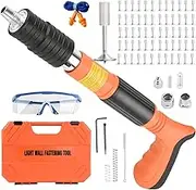 Manual Concrete Steel Nails Gun Tool with 120pcs Round Nails,5 Speed Wall Fastening Rivet Gun Tool Nail Gun Monitor Installation Gun Manual Rivet Nail Gun Household Woodworking