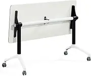 YVYKFZD Folding Conference Table, Mobile Flip Top Meeting Table, Rolling Training Table with Locking Wheels, Rectangular Splicing Seminar Conference Room Table(1PCS,62.9"x15.7"x29.5")