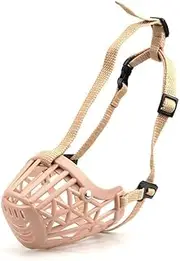 Basket Dog Muzzle for Large Medium Small Dogs, Cage Muzzles to Prevent Biting Chewing Licking Scavenging, Mouth Cover with Adjustable Strap for Vet Visits, Grooming, Walking (Beige, 2#)