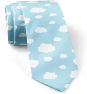 [KAWAMOUSE] ( Blue Sky White Clouds ) Fashion Novelty Necktie, Conversation Neckwear Ties Great for Party and Events, As Shown