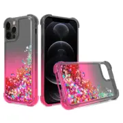 Shiny Flowing Glitter Liquid Bumper Case For APPLE IPHONE 13 PRO MAX In Black