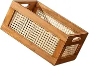 TIDTALEO Storage Baskets Wooden Woven Basket Retro Style Multifunctional Storage Holder Baskets for Storage 35x25x16cm