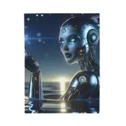 Velveteen Plush Blanket Cyborg Siren Digital Art Hyper-Realism
