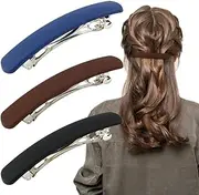 ATODEN Hair Claw Clips for Women - 3Pcs Matte Barrettes for Thin Fine Hair, 3.54" Flat Pins, French Clips for Short Medium Hair, Hair Accessories Gifts