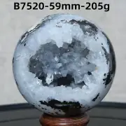 B7520-59mm-205g Natural agate spherulite geode ball quartz crystal Reiki healing
