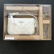 Coach Boxed Chalk Glacier White Signature Canvas Nolita 15 Bag Wristlet NEW!!!