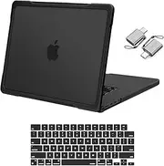 MOSISO Compatible with MacBook Pro 16 inch Case 2025-2021 M4 M3 M1 M2 A3403 A3186 A2485, Soft TPU Bumper Anti-Scratch&Anti-Fingerprint Plastic Hard Case&Keyboard Skin&Type C Adapter, Black