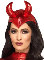 Metallic Red Devil Horns Halloween Headpiece