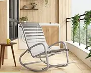 Let's Make Memories Personalized Adjustable Rocking Chair Mid-Century Modern Nursery Rocking Chair Upholstered High Back Decorative Slide Rocking Chair Ideal for Living Room, Patio, Study,Gray