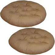 MOTRAIN 2Pcs Outdoor Garden Chair Cushion, Outside Round Thick Seat Cushions, 15”x15” Chair Seat Pads for Tatami Garden Bedroom Patio Office Armchair Sofa, Coffee Color
