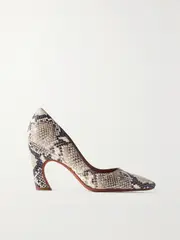 [Chloé] Chloé - + Net Sustain Oli Snake-effect Leather Pumps - Light gray - IT37.5 IT 37.5 Gray