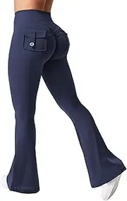 [YEOREO] CoreFlex Flare Leggings with Pockets for Women Scrunch Workout Leggings 30" Butt Lifting Gym Yoga Pants