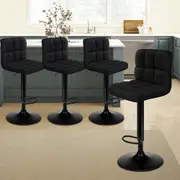 4x ALFORDSON Bar Stools Ralph Swivel Fabric All Black