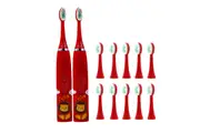 2Pcs Kids Electric Toothbrushes Sonic Toothbrush Cute Cartoon Teeth Whitening Toothbrush Soft Bristle-Red