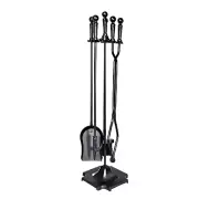 Grillz Fire Pit Tool Set 5 PCS Poker Brush Shovel Stand Tong Fireplace Iron New