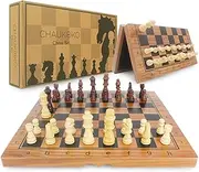 Chess Set Foldable Chess Board Game Sets with Crafted Pieces/2 Extra Queens/Family Games (CKW-001)