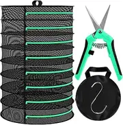 Original 8 Layers Herb Drying Rack - Mesh Drying Rack - Herb Drying Rack Hanging with Green Zipper & Garden Pruning Shears for Drying Herb - Hanging Drying Rack - Plant Drying Rack
