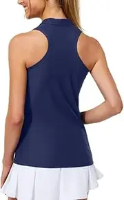 [Hiwzffy] Women's Golf Shirts Tank Tops Sleeveless Tennis Shirts Tops Racerback with Collar Quick Dry