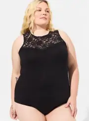 NWT Torrid Super Soft Lace Sweetheart Bodysuit Size 2X Black Sleeveless