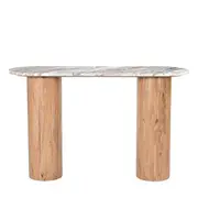 [James Lane] Adara Toronto Marble & Acacia Wood Console Table