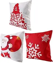 Hohopeti 3pcs Christmas Pillowcase Bedding Throw Pillow Breathable Pillow Protector for Living Room Couch