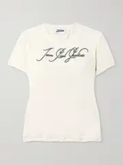 [Jean Paul Gaultier] Jean Paul Gaultier - Embroidered Printed Cotton-jersey T-shirt - Off-white - xx small xx small Off-white