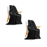 SOGA 2X Black Throw Blankets – Cozy Thick Flannel Fleece Coverlets for Bed and Sofa
