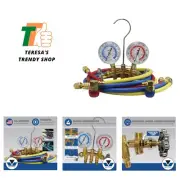 Precision 2-Way Brass Manifold Gauge Set with High-Pressure Hoses - U.S. Made