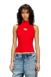 [Diesel] Diesel - Ribbed-knit turtleneck top - Tops - Woman - Red XXS Red