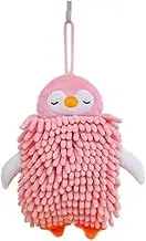 Soft Chenille Hand Towel with Hanging Loop Quick-Drying Absorbent Penguin Cute Design Towel Bathroom Decor