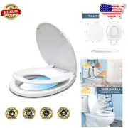 Round Potty Training Toilet Seat with Built-in Night Light & Slow Close Feature