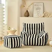 UYSOFRCV Childrens Adults Toys Storage Bean Bag Chair Slipcover, Teddy Velvet Highback Beanbag Sofa for Indoor and Outdoor Use, with No Filling,Black