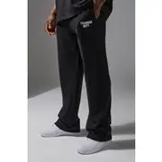 Mens Black Training Dept Loopback Straight Leg Fit Joggers