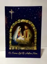 MANGER SCENE UNDER STARS INSPIRATIONAL DELUXE CHRISTMAS CARD by SANDY CLOUGH (9)