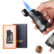Lubinski 3 Jet Flame Windproof Cigar Lighter With Punch Refillable Torch Lighter