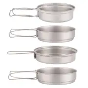 Multipurpose Titaniums Camping Dish Scratch Resistant Folding Handle Cookware
