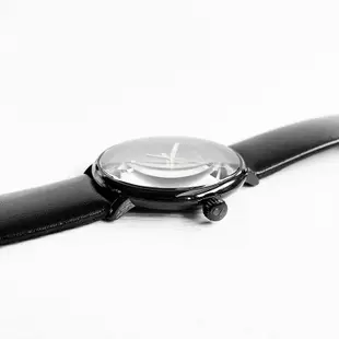 美國百分百【全新真品】Calvin Klein 手錶腕錶 CK 皮革錶帶 K8M214CB 簡約 素面 黑色 CD77