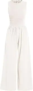 [Mlvekrt] Womens Jumpsuits Wide Leg Rompers Loose Fit Overalls Dressy One Piece Casual Summer Jumpers