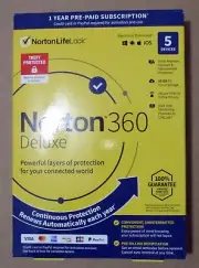 Norton 360 Deluxe 5 Device 1 Year Subscription Auto Renewal Sealed Key Card 2024