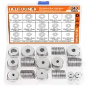 240 Pieces 15 Sizes 304 Stainless Steel Large Fender Washer Assortment Kit (M...
